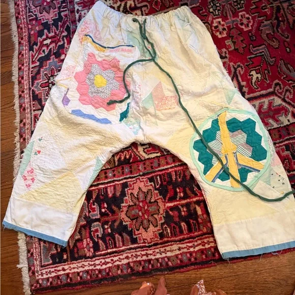 Colorful Patchwork Women's Straight Leg Pants - Picture 3 of 11